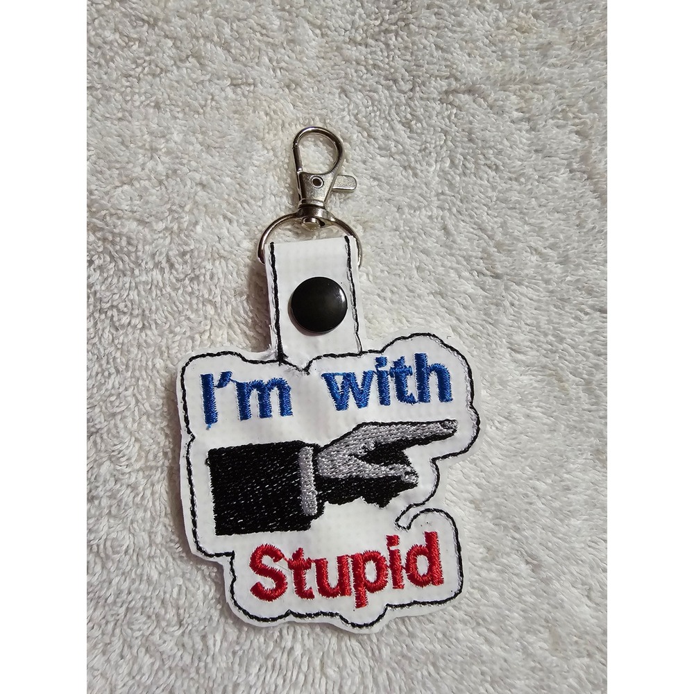 I'm With Stupid Keychain Novelty Pointing Finger‎ Keyring Funny Gift